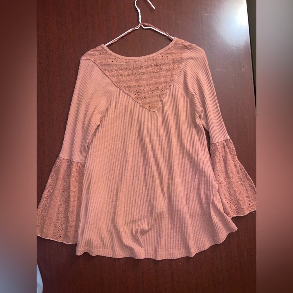 Free People Bell Sleeve Blouse in Dusty Rose - Picture 4 of 4